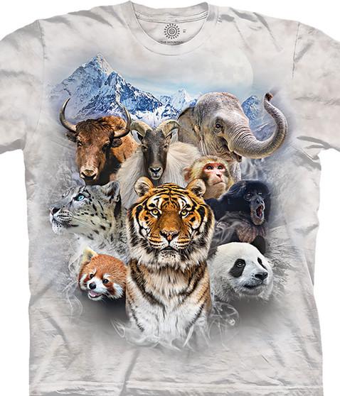 liquid blue Himalayan Mountain Collage Classic Cotton T-Shirt