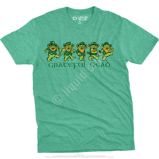 Liquid Blue Irish Bears Poly Cotton Heather Green T-Shirt