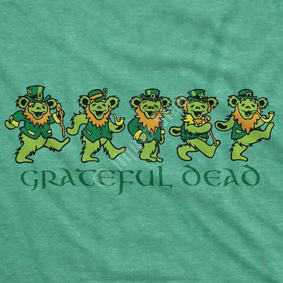 Liquid Blue Irish Bears Poly Cotton Heather Green T-Shirt
