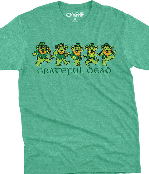 liquid blue Irish Bears Poly Cotton Heather Green T-Shirt