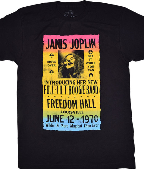 liquid blue Janis Joplin Freedom Hall Poster Black T-Shirt