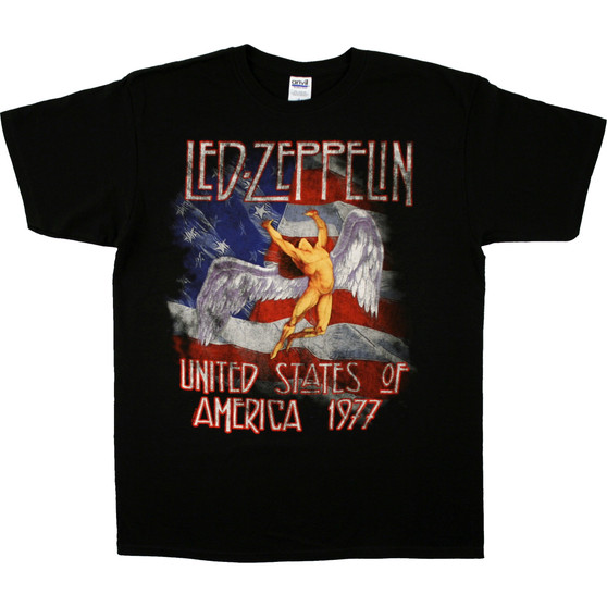 Liquid Blue Led Zeppelin America 1977 Black T-Shirt
