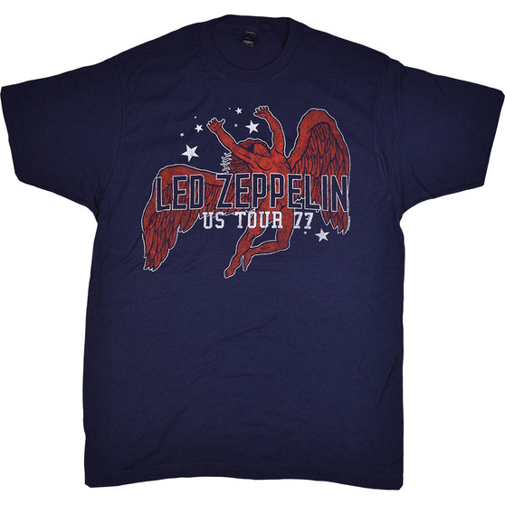 Liquid Blue Led Zeppelin Arched Icarus Navy T-Shirt