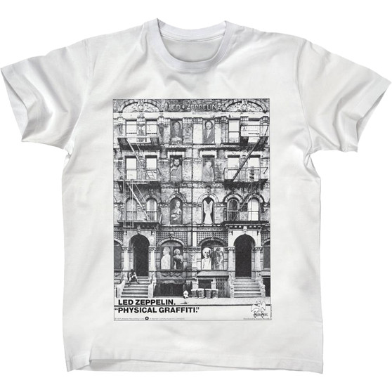 Liquid Blue Led Zeppelin Physical Graffiti White T-Shirt