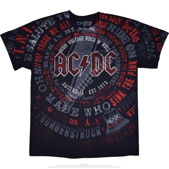 Liquid Blue AC/DC Songs Black T-Shirt