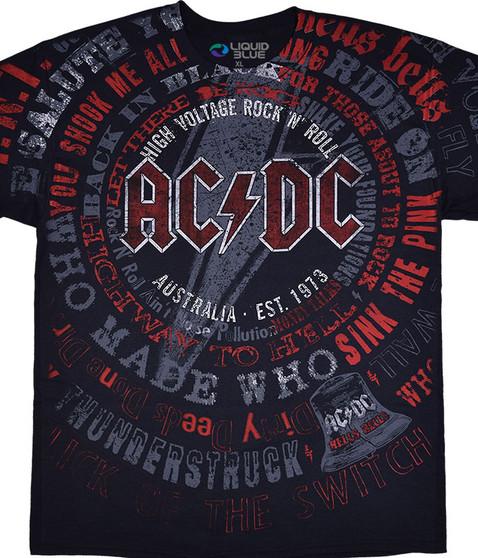 liquid blue AC/DC Songs Black T-Shirt
