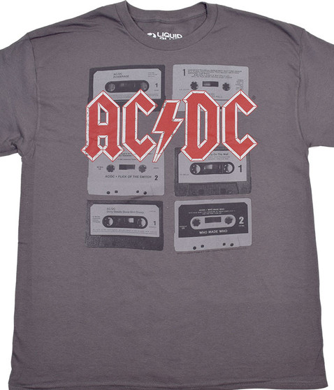 liquid blue ACDC Cassettes Grey T-Shirt