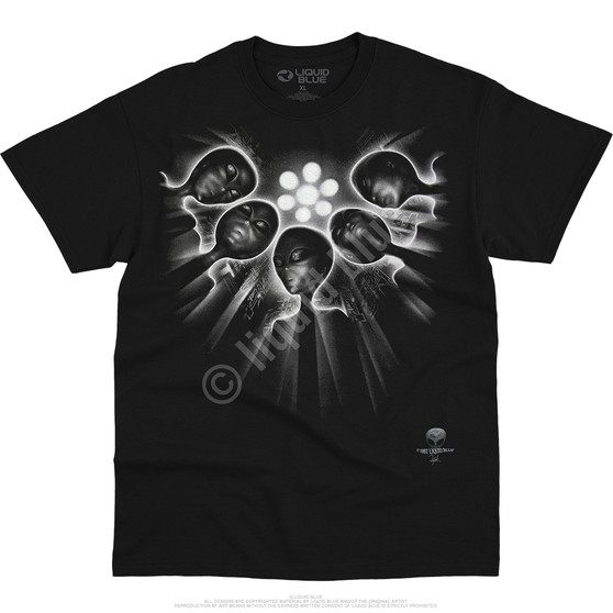 Liquid Blue Alien Abduction Black T-Shirt
