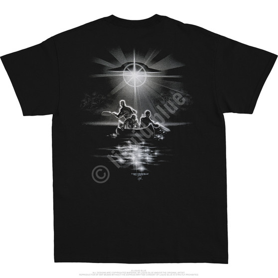 Liquid Blue Alien Abduction Black T-Shirt