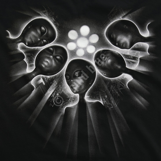 Liquid Blue Alien Abduction Black T-Shirt