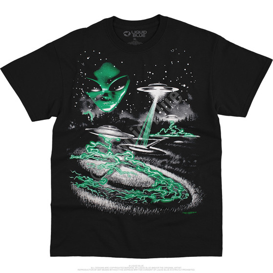 Liquid Blue Alien Invasion Black T-Shirt