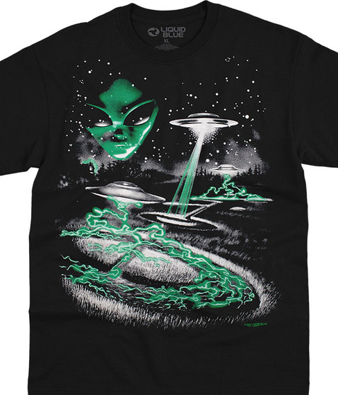 liquid blue Alien Invasion Black T-Shirt