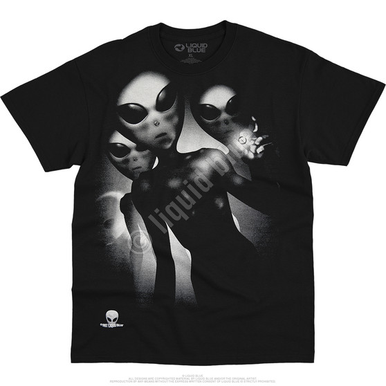 Liquid Blue Alien Visitors Black T-Shirt