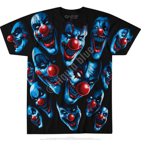 Liquid Blue All Over Clowns Black T-Shirt