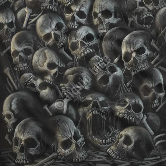 Liquid Blue All Over Skulls Black T-Shirt