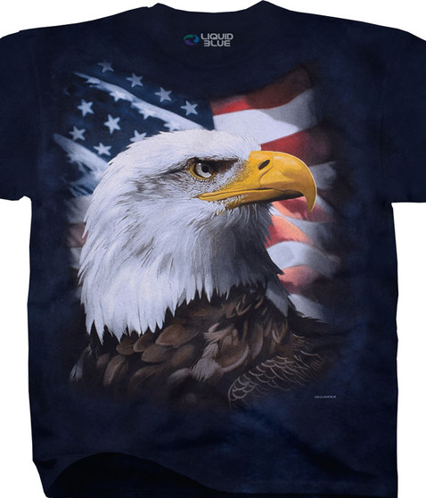 liquid blue American Bald Eagle Tie-Dye T-Shirt