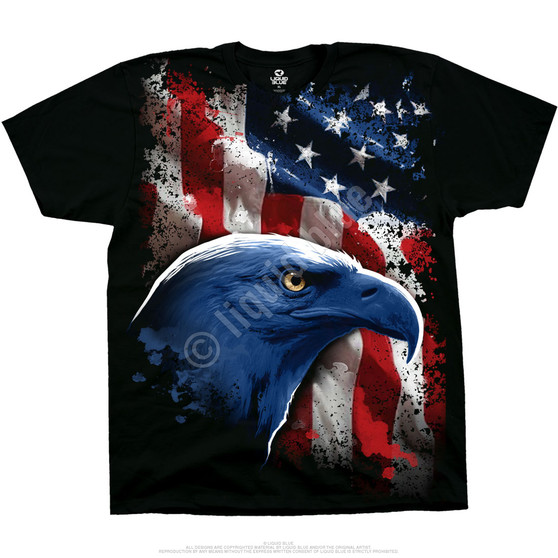 Liquid Blue American Icon Black T-Shirt