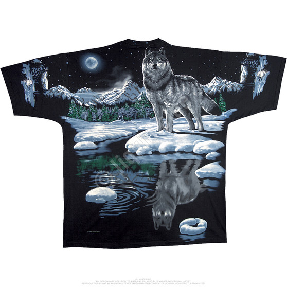 Liquid Blue Arctic Wolf Black T-Shirt