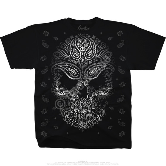 Liquid Blue Bandana Skull Black T-Shirt