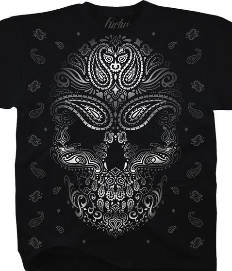 liquid blue Bandana Skull Black T-Shirt
