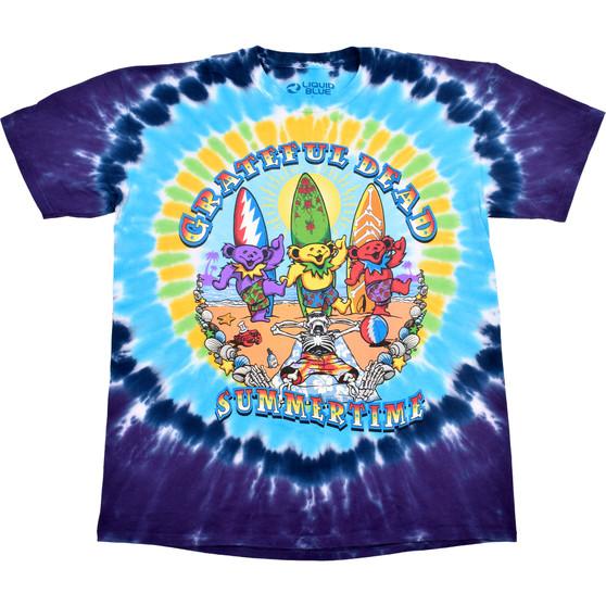 Liquid Blue Beach Bear Bingo Tie-Dye T-Shirt