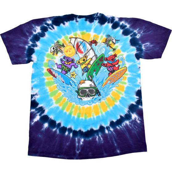 Liquid Blue Beach Bear Bingo Tie-Dye T-Shirt