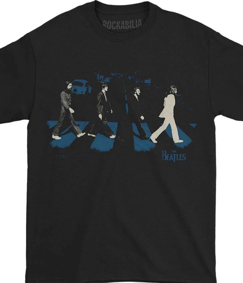 liquid blue Beatles Abbey Stride Black T-Shirt