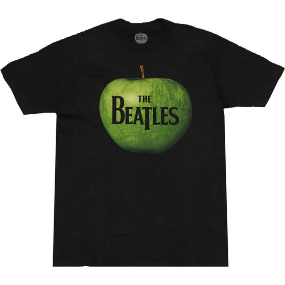 Liquid Blue Beatles Apple Logo Black T-Shirt