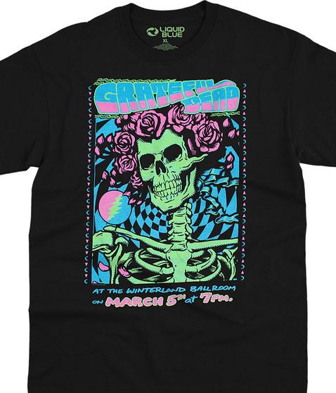 liquid blue Bertha Blacklight Black T-Shirt