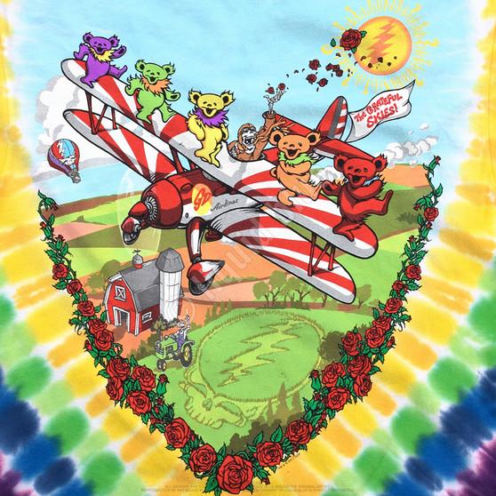 Liquid Blue Bi-Plane Bears Tie-Dye T-Shirt