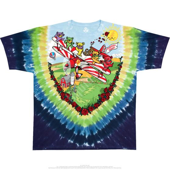 Liquid Blue Bi-Plane Bears Youth Tie-Dye T-Shirt