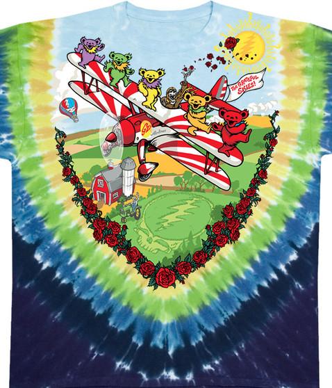 liquid blue Bi-Plane Bears Youth Tie-Dye T-Shirt