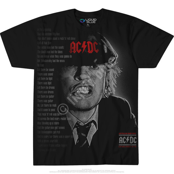 Liquid Blue Big Face Angus Black T-Shirt