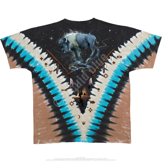 Liquid Blue Bison Skull Tie-Dye T-Shirt