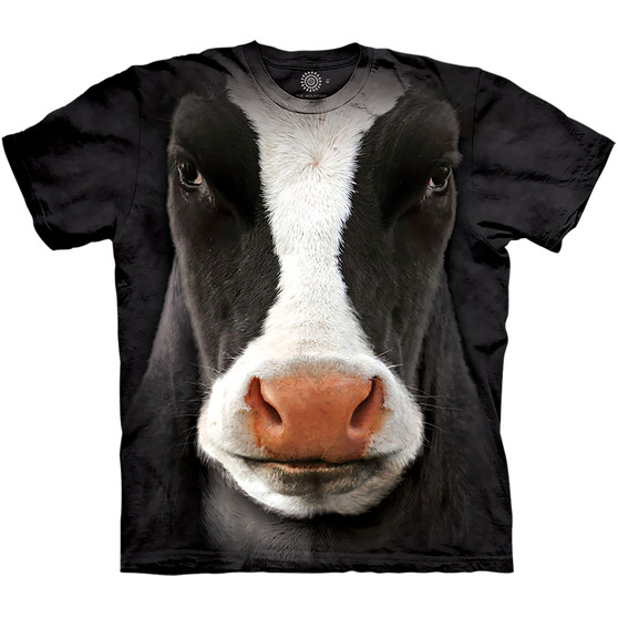 Liquid Blue Black Cow Face Classic Cotton T-Shirt