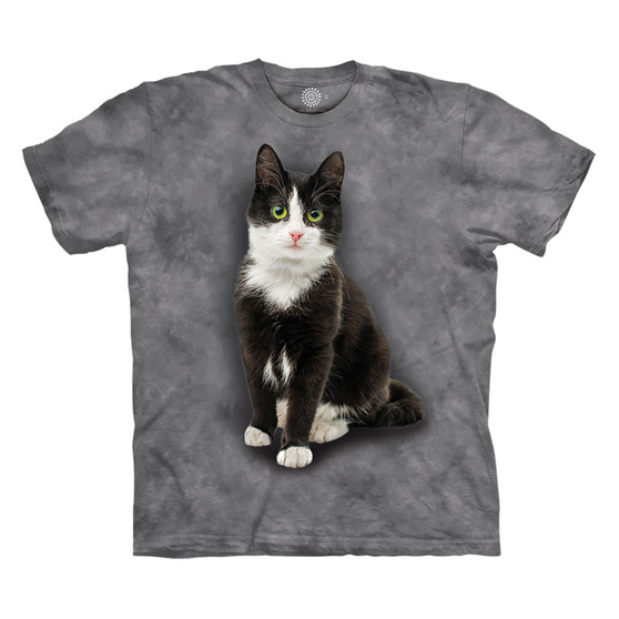 Liquid Blue Black & White Cat Classic Cotton T-Shirt