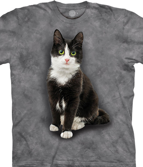 liquid blue Black & White Cat Classic Cotton T-Shirt
