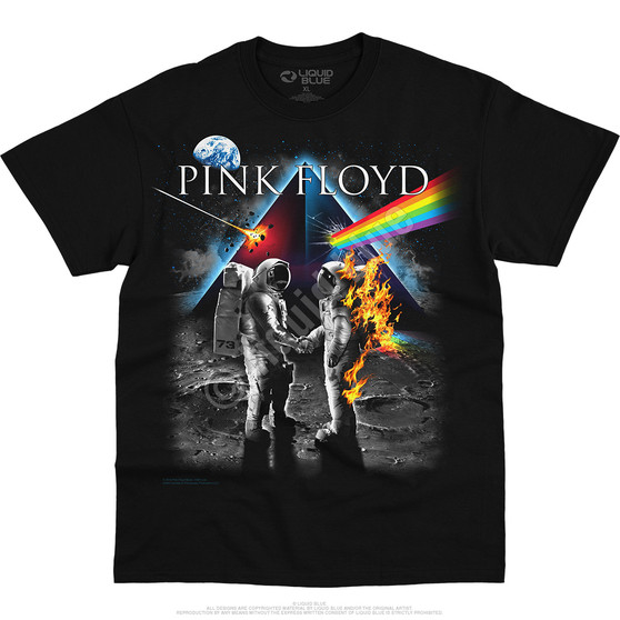 Liquid Blue Bright Side Of The Moon Black T-Shirt