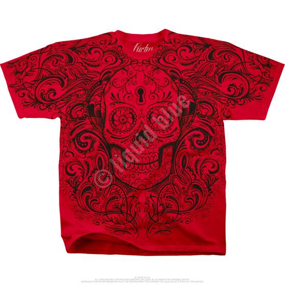 Liquid Blue Calavera Keyhole Red T-Shirt