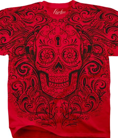 liquid blue Calavera Keyhole Red T-Shirt