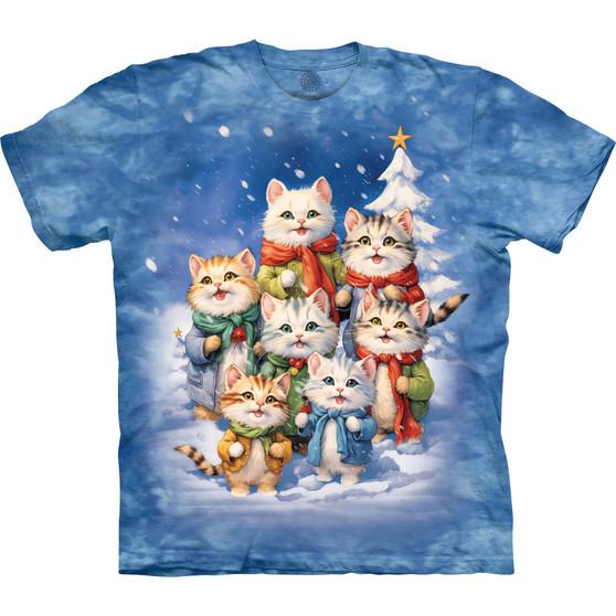 Liquid Blue Caroling Cats Tie-Dye T-Shirt