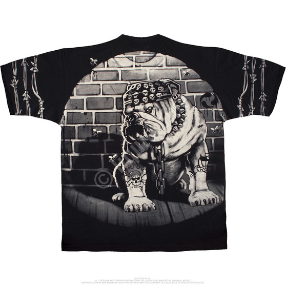 Liquid Blue Cats Suck Bulldog Black T-Shirt