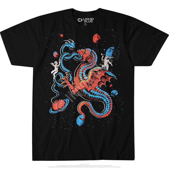 Liquid Blue Celestial Dragons Black T-Shirt