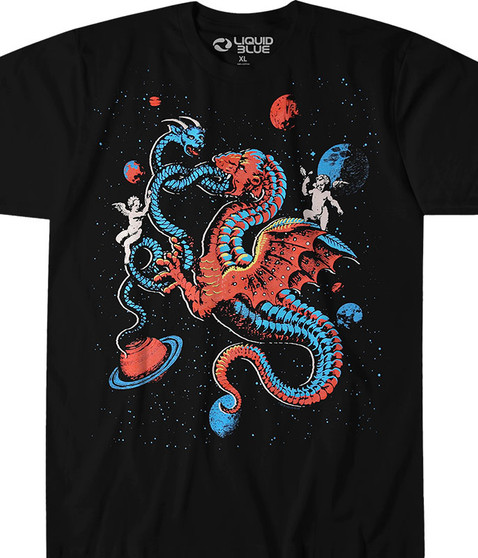 liquid blue Celestial Dragons Black T-Shirt