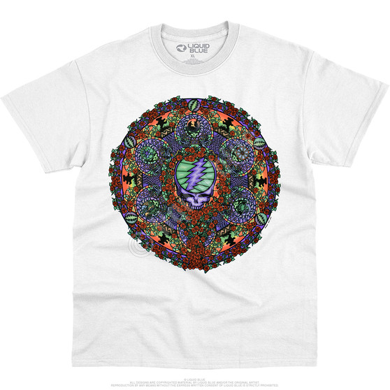 Liquid Blue Celtic Mandala White T-Shirt
