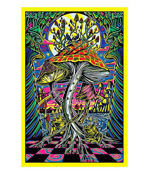 liquid blue Checkered Mushroom 3D Tapestry