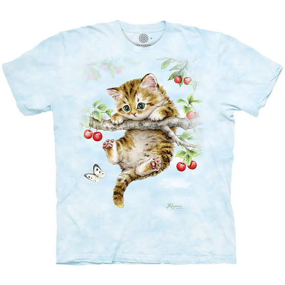 Liquid Blue Cherry Kitten Classic Cotton T-Shirt