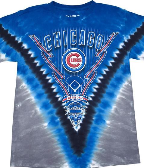 liquid blue Chicago Cubs V Tie-Dye T-Shirt
