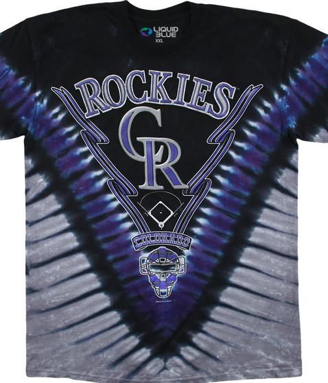 liquid blue Colorado Rockies V Tie-Dye T-Shirt