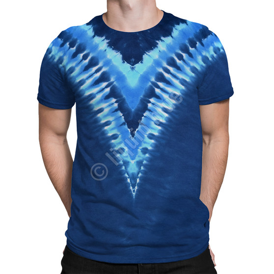 Liquid Blue Cool Blue V Unprinted Tie-Dye T-Shirt